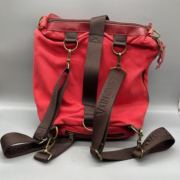 Anvanda Bag Womens Medium Red Canvas Leather Great Freakin Bag Backpack main image 8